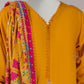 Mustard Linen Embroidered Unstitched 3Pc