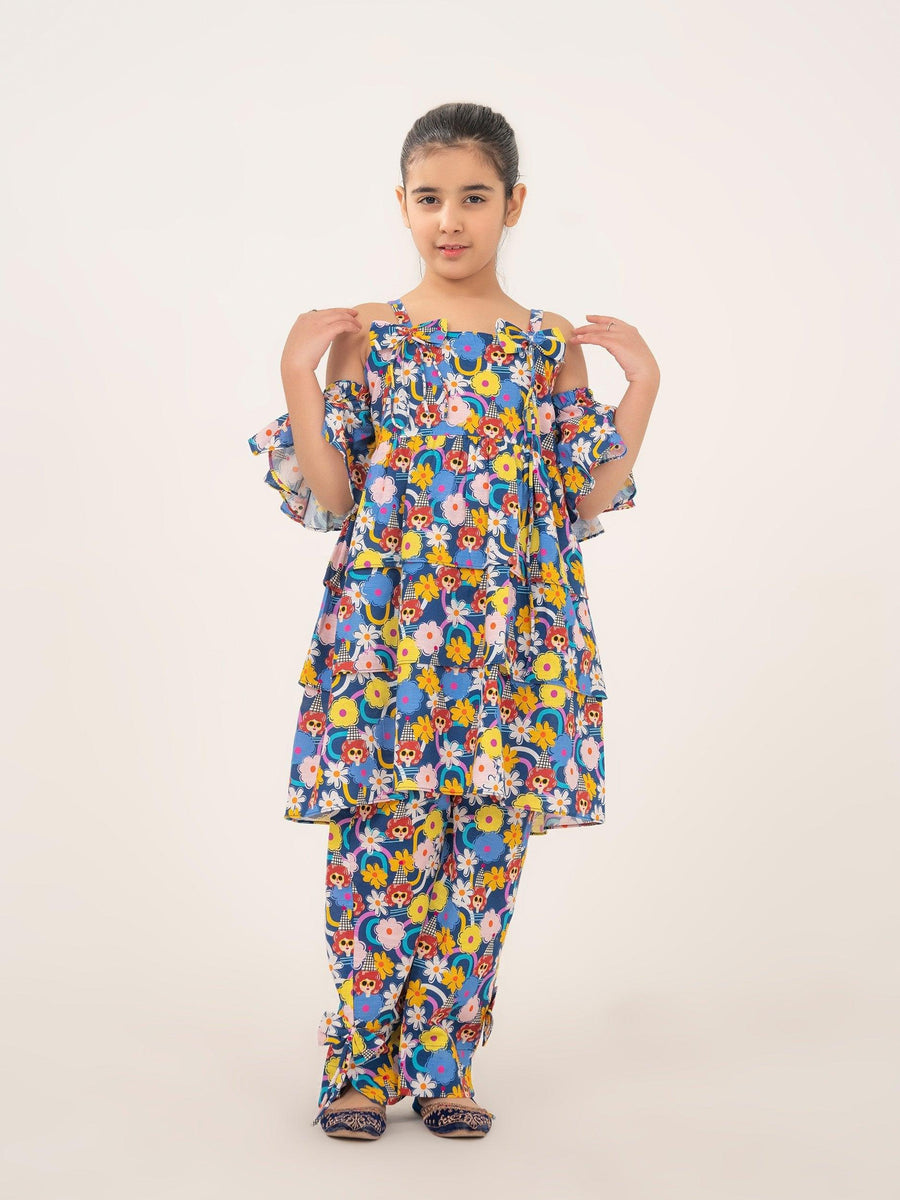 GIRLS KHADDAR FROCK & TROUSER