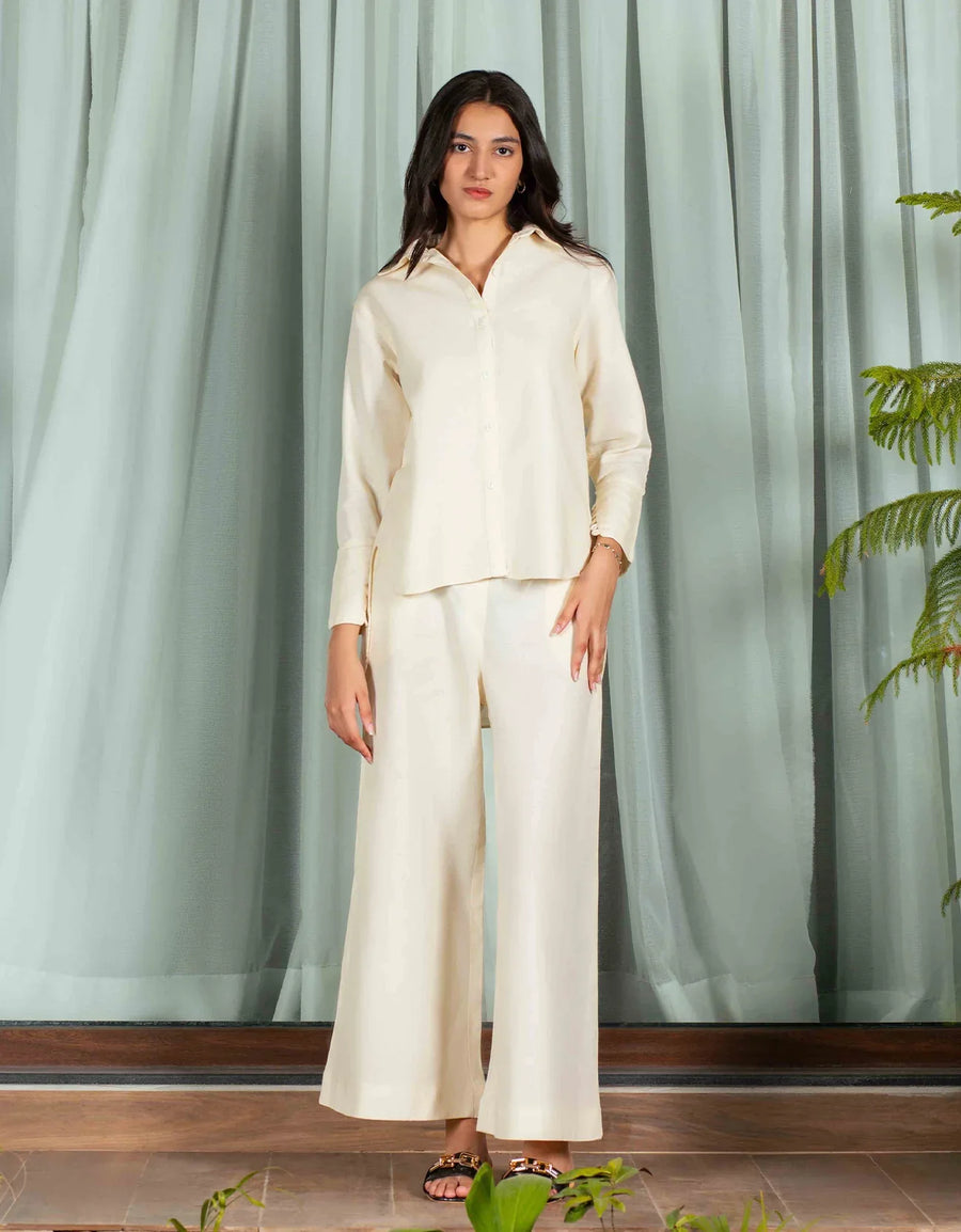 JACQUARD COLLARED BACK TALE SHIRT