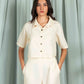 JACQUARD PANELED CROPPED SHIRT