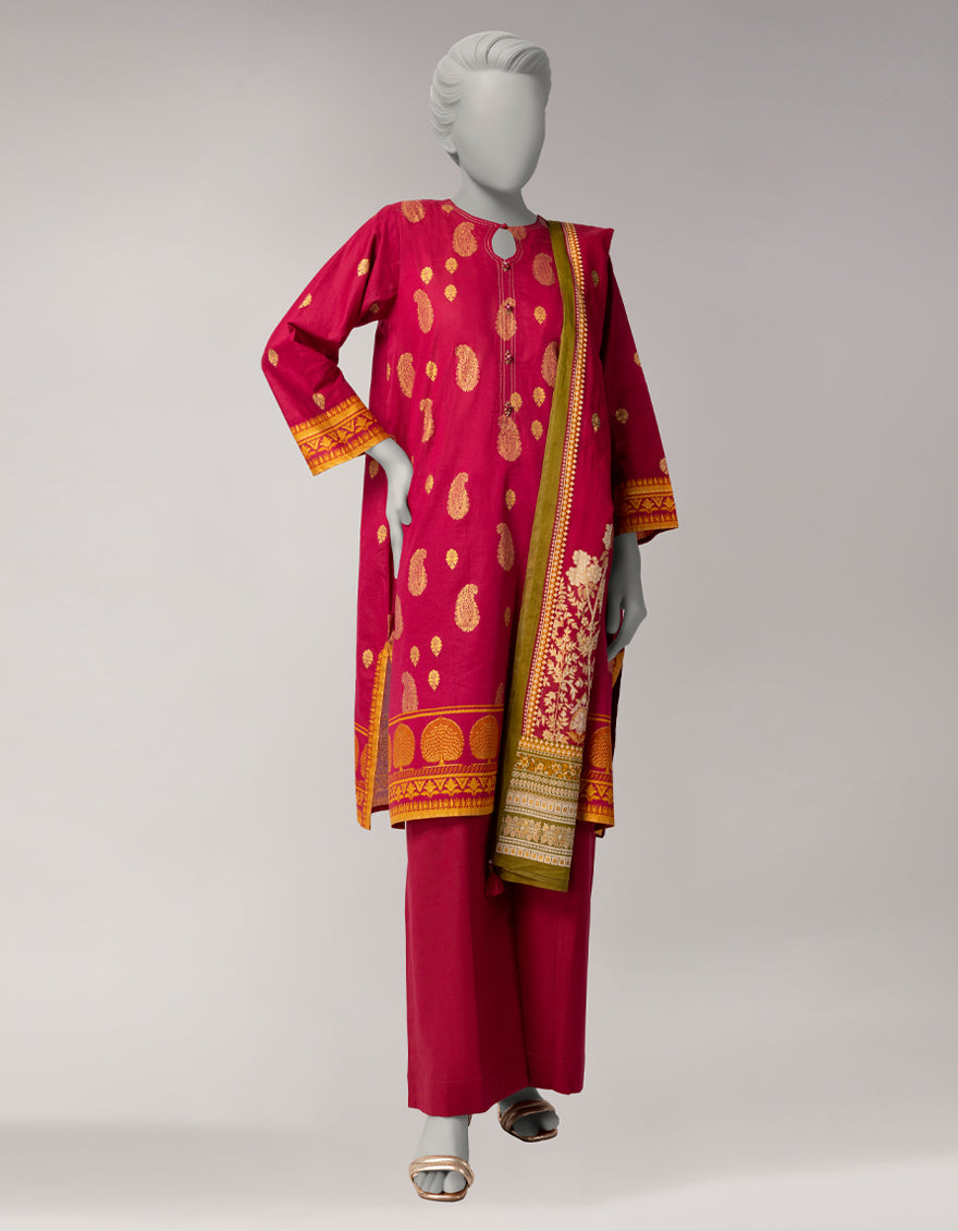 Pink Lawn Printed Unstitched 3Pc