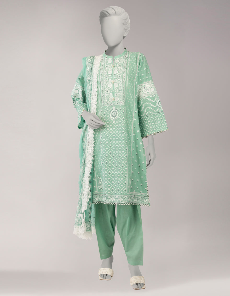 Green Lawn Paste Printed Unstitched 3Pc