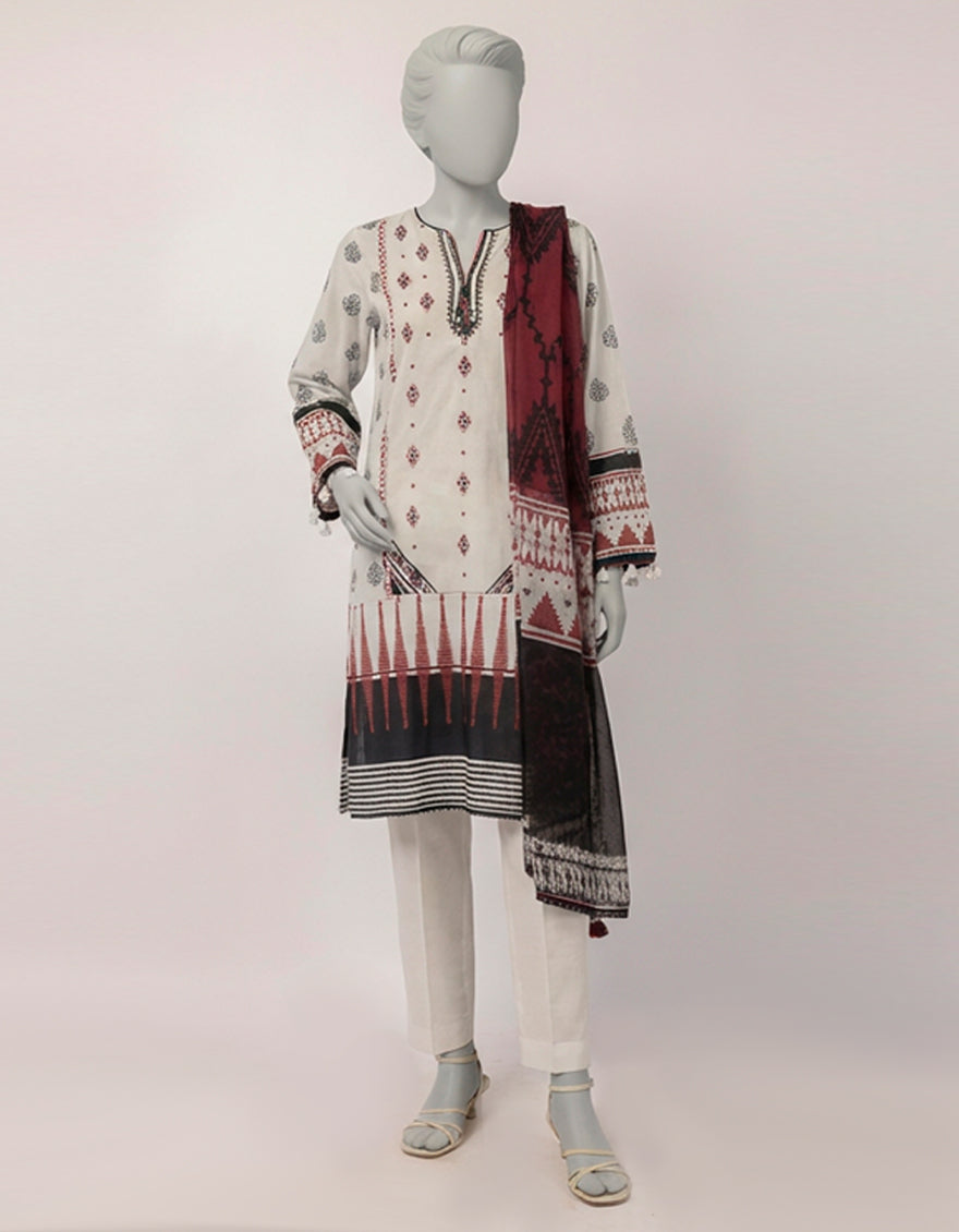 MULTICOLOR LAWN EMBROIDERED UNSTITCHED 3PC