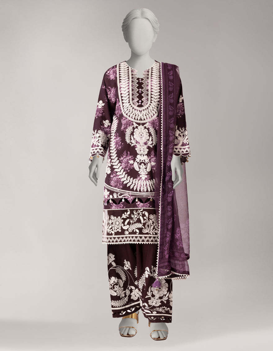 MULTICOLOR LAWN EMBROIDERED UNSTITCHED 3PC