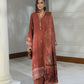 03 Piece Stitched Embroidered Fancy Jacquard Peach With Velvet