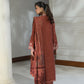 03 Piece Stitched Embroidered Fancy Jacquard Peach With Velvet