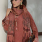 03 Piece Stitched Embroidered Fancy Jacquard Peach With Velvet