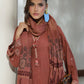 03 Piece Stitched Embroidered Fancy Jacquard Peach With Velvet