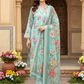 03 Piece Stitched Embroidered with cutwork embroidered chiffon dupatta