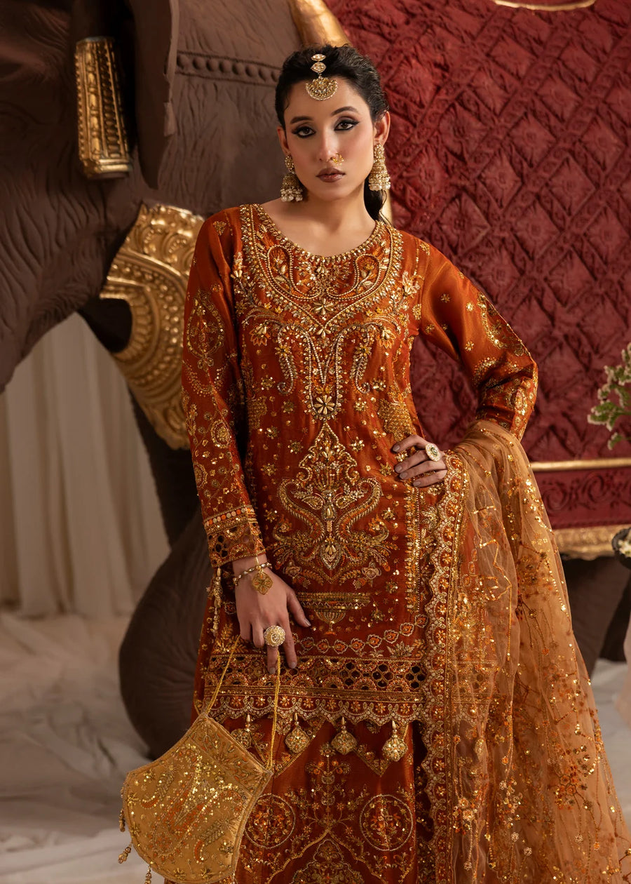 naaz-e-jahan Masoori Orange 4 pc suit SJ-1078-S