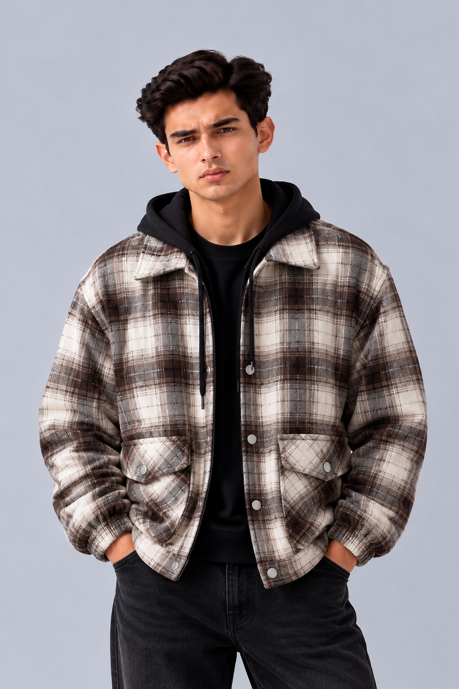 MONTERO CHECK JACKET - Brown
