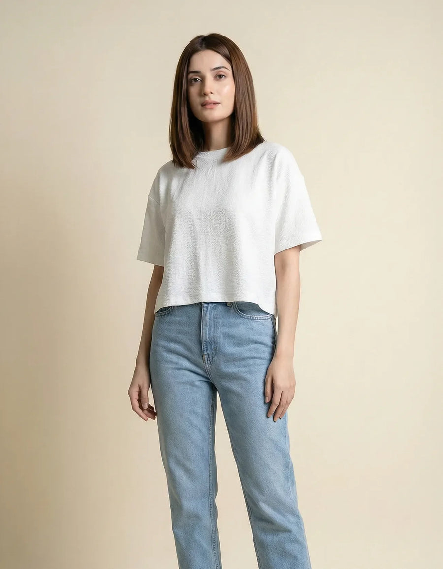 CROP TEXTURED TEE