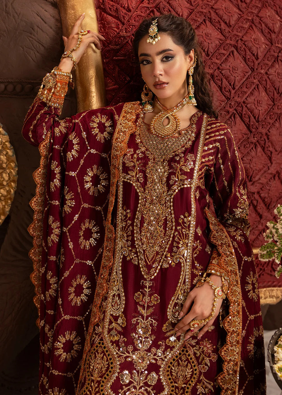 naaz-e-jahan Tussel Silk Mehroon 4Pc suit SJ-1074-S
