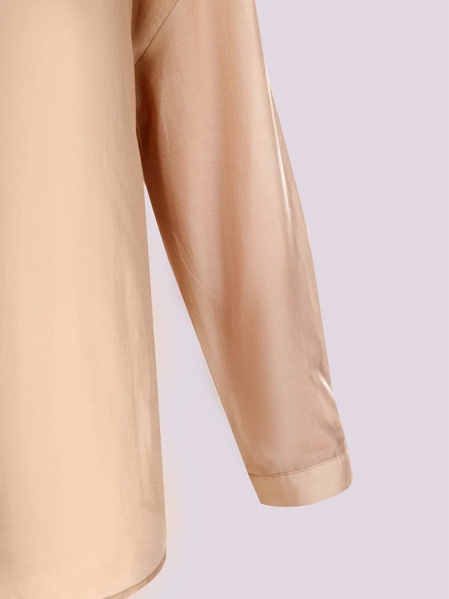 SYNCC BY J. - BEIGE OVERSIZED SHEER BUTTON-DOWN SHIRT