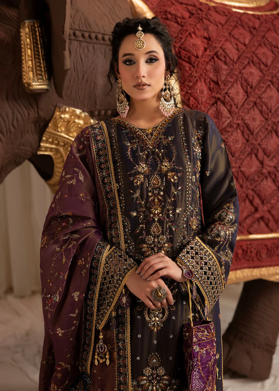 naaz-e-jahan  Masoori navy blue 4 pc suit SJ-1077-S