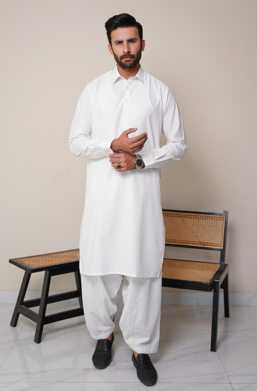 Classic Kameez Shalwar - Cloud White (Men)