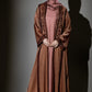 3 Piece - Bronze Silk Velvet Abaya