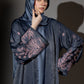 3 Piece - Grey Silk Velvet Abaya