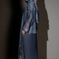 3 Piece - Grey Silk Velvet Abaya