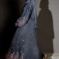3 Piece - Grey Silk Velvet Abaya