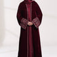 3 Piece - Maroon Velvet Abaya
