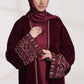 3 Piece - Maroon Velvet Abaya