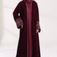 3 Piece - Maroon Velvet Abaya