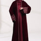 3 Piece - Maroon Velvet Abaya