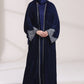 3 Piece - Navy Blue Velvet Abaya