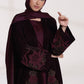 3 Piece - Plum Velvet Abaya