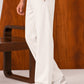 White Straight Leg Trousers - Men
