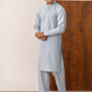 Formal Sky Blue Kurta Shalwar - Collar Neck Embroidered - Men