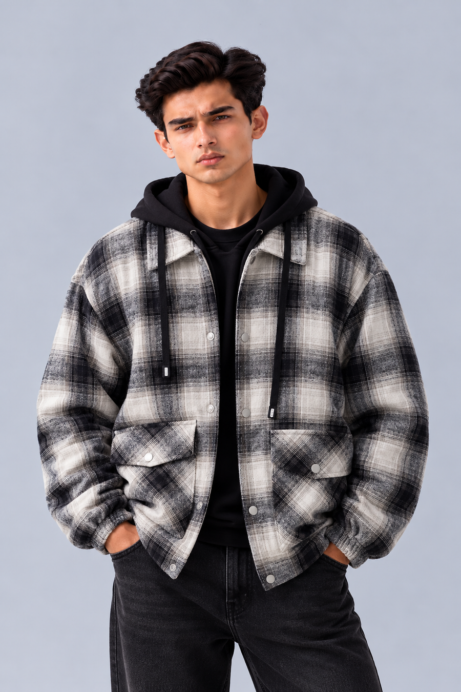MONTERO CHECK JACKET - Black