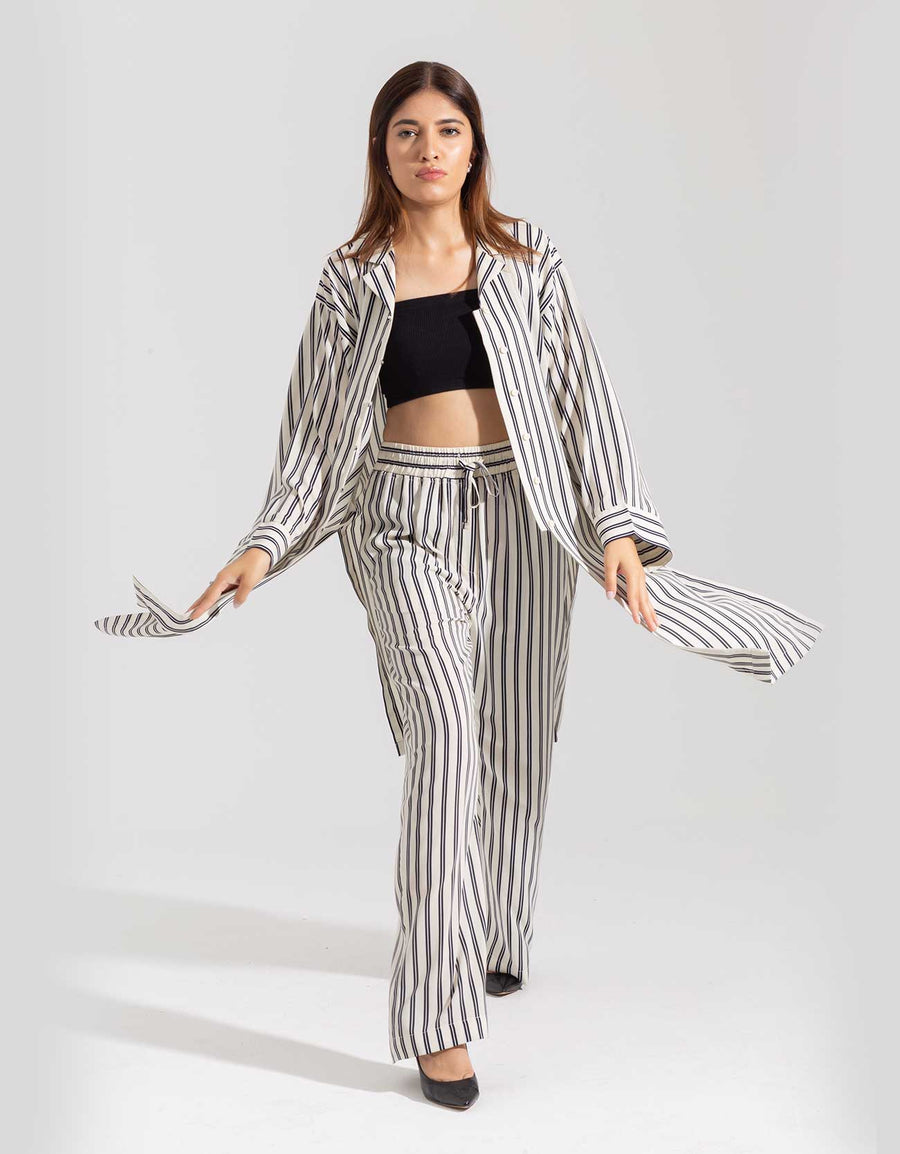 STRIPPED LONG BUTTONED SHIRT