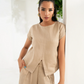 TEXTURED CAP SLEEVE TOP