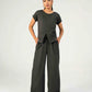 WAFFLE TEXTURED WIDE LEG TROUSER