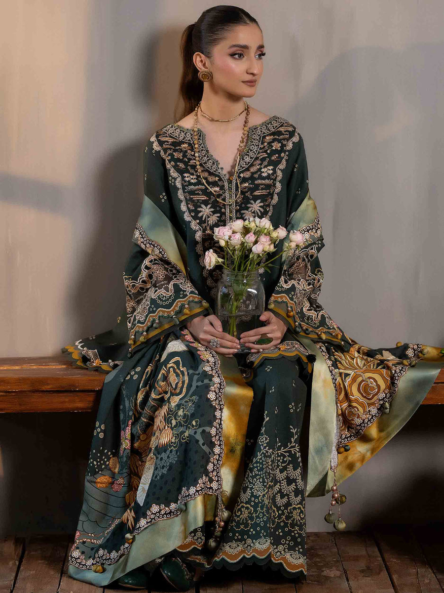 PRINTED EMBROIDERED SUIT