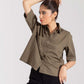 CROPPED PATCH POCKET SHIRT