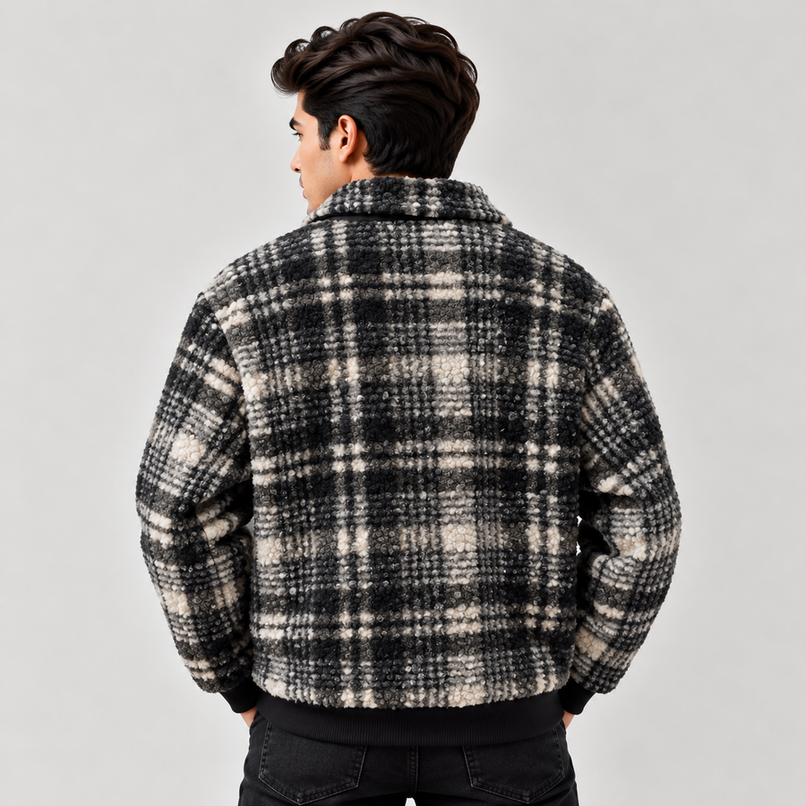 HERITAGE CHECK AVIATOR JACKET - Black