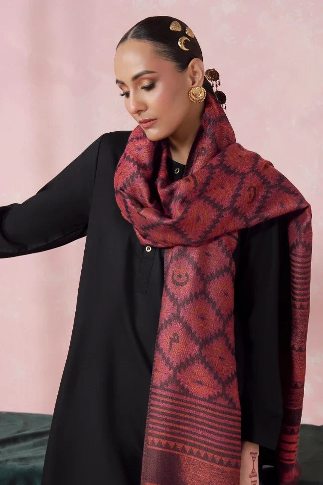 Parwana Weaved Shawl - Maroon