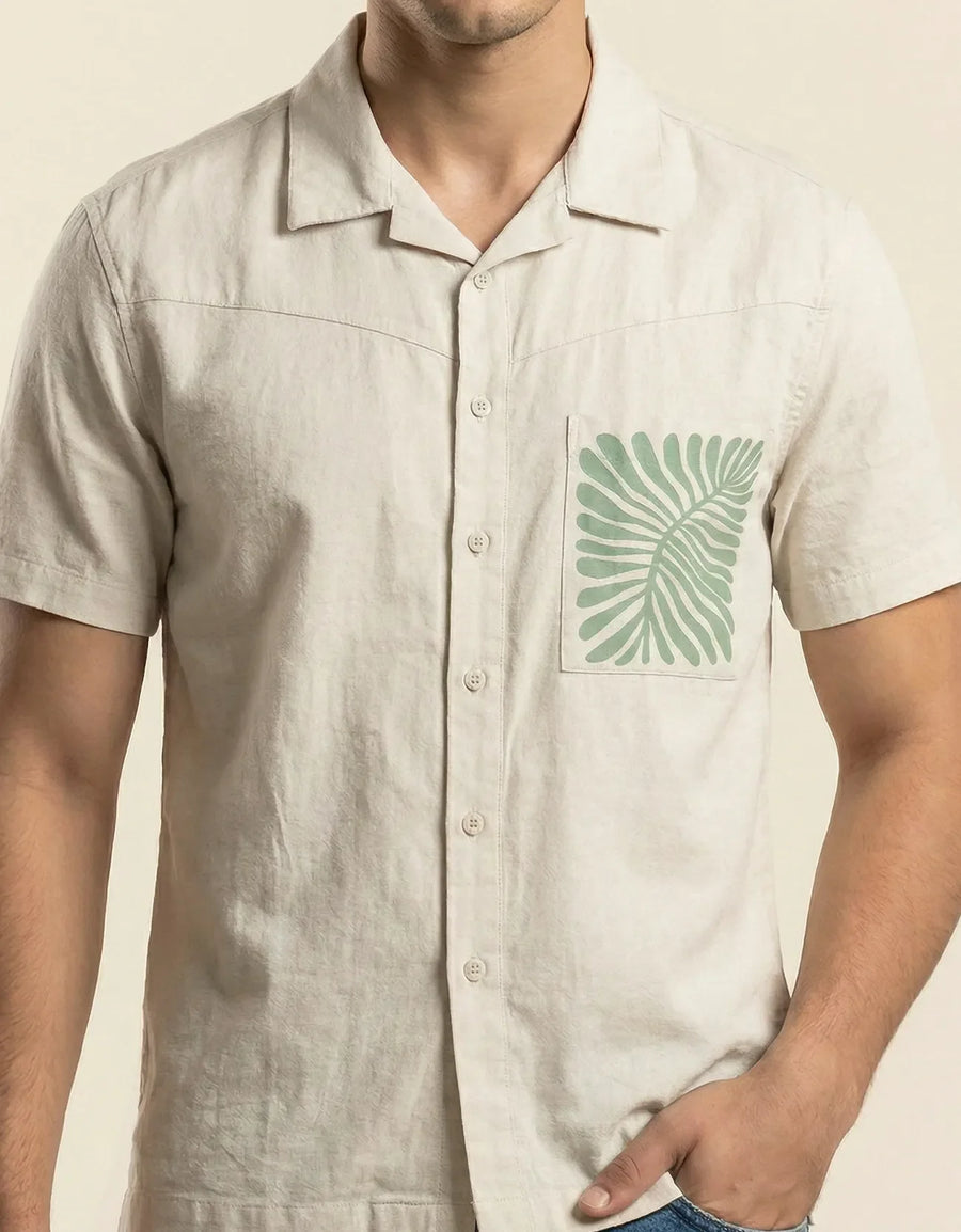 POPLIN PRINTED POCKET SHIRT