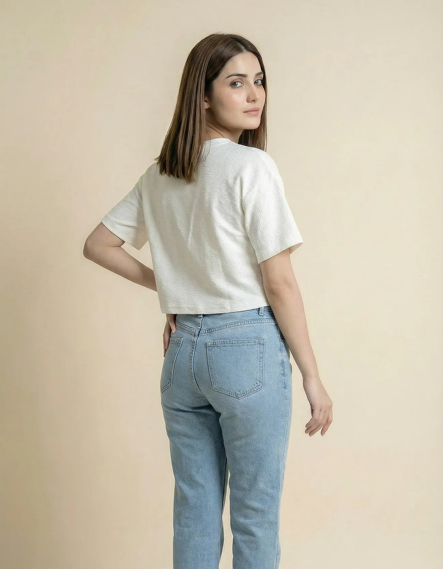 CROP TEXTURED TEE