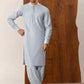 Formal Sky Blue Kurta Shalwar - Collar Neck Embroidered - Men