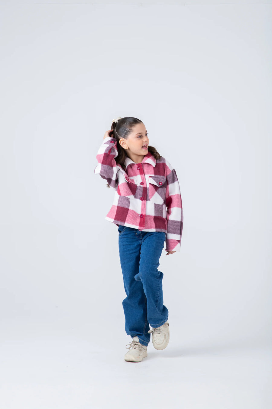 Girls Rosy Grid Flannel Jacket