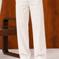 White Straight Leg Trousers - Men