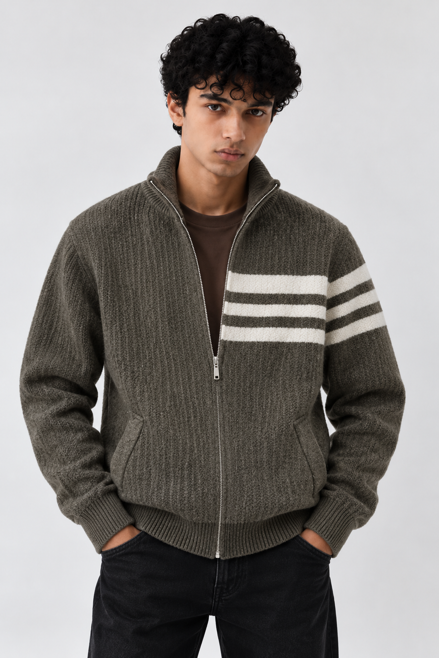 VALMONT ZIP KNIT - Olive