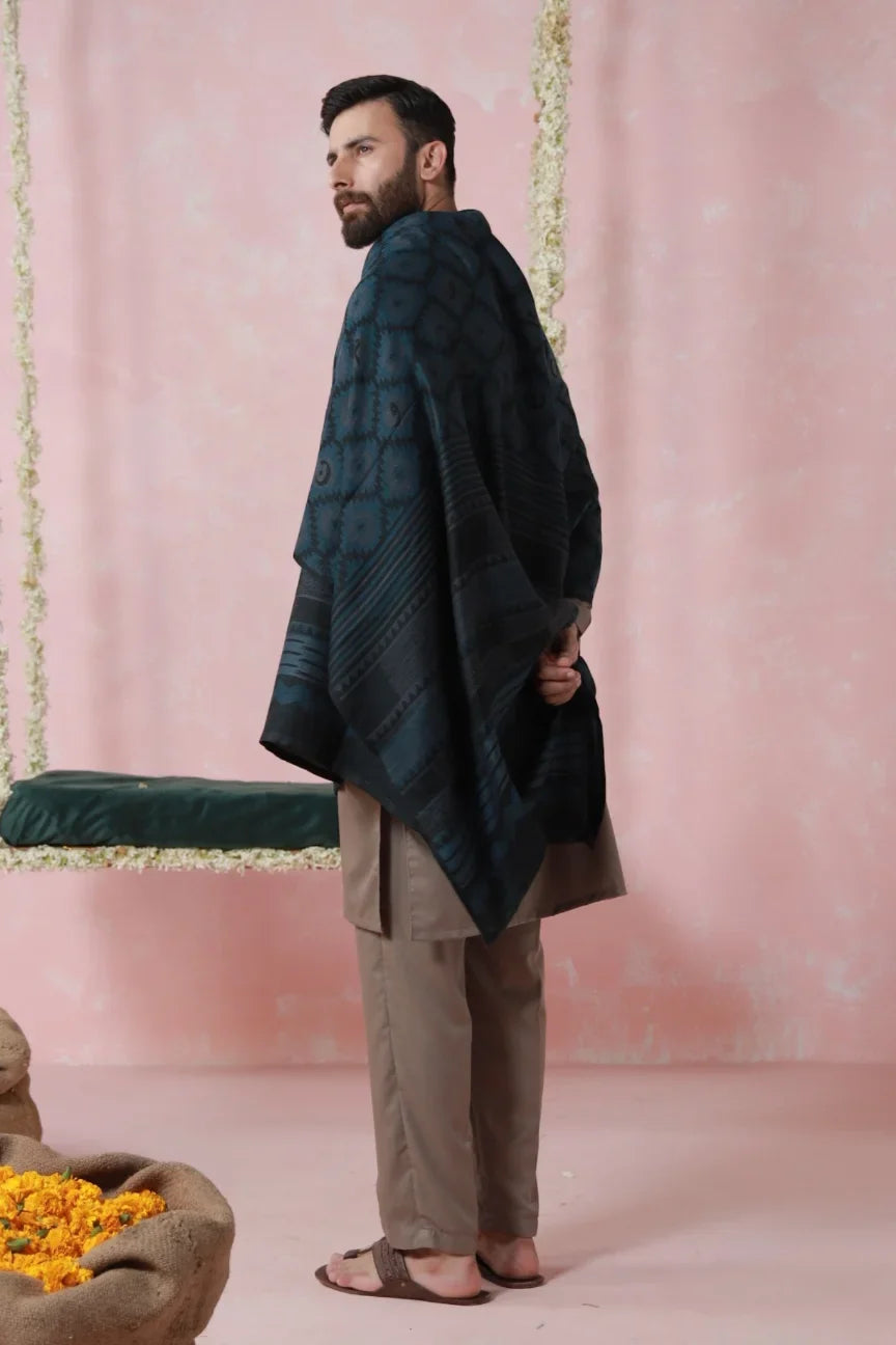 Parwana Weaved Shawl - Teal