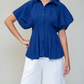 PLEATED PEPLUM SHIRT
