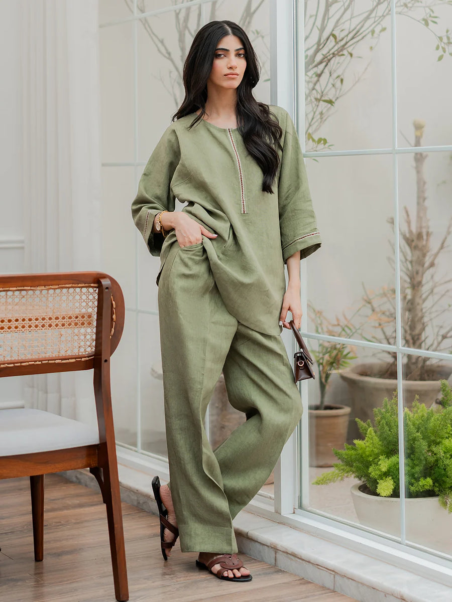 Olive - 2Pcs Linen Set