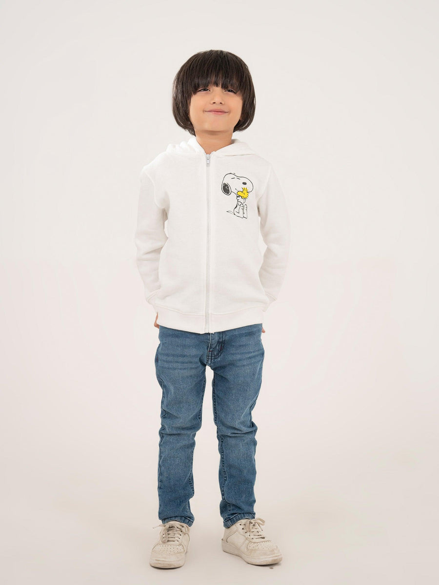 BOYS WHITE FLEECE ZIPPER